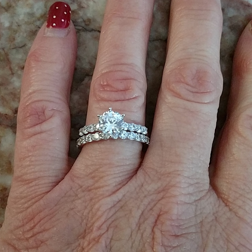 EpiphanyPlatinum Clad Diamonique Round Cut 2-pc